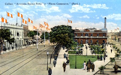 秘鲁卡亚俄的Saenz Pena Avenue和Casanave广场，约建于1900年代 作者 不明