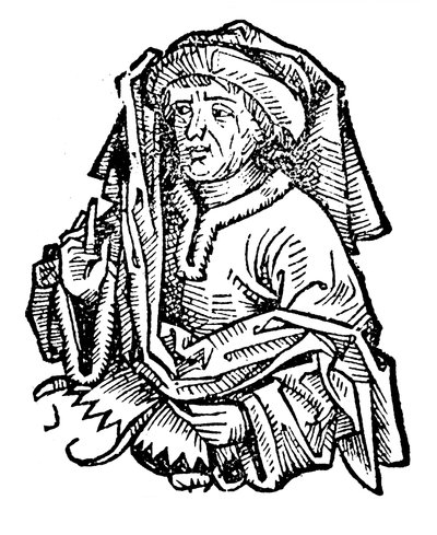 阿韦罗伊斯·本·拉什（Averroes Ibn Rushd），1126-1198年，著名的中世纪伊斯兰哲学家，1493年 作者 不明
