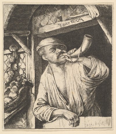 贝克吹响号角，1610-85。 作者 不明