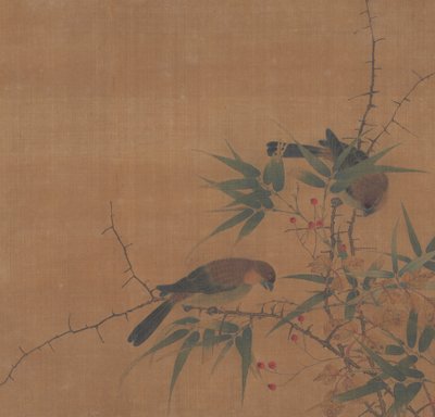 带浆果和鸟的竹枝，17世纪。 作者 不明