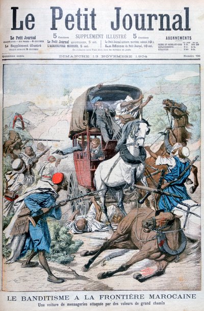 1904年，土匪在摩洛哥边境袭击一名邮递教练 作者 不明