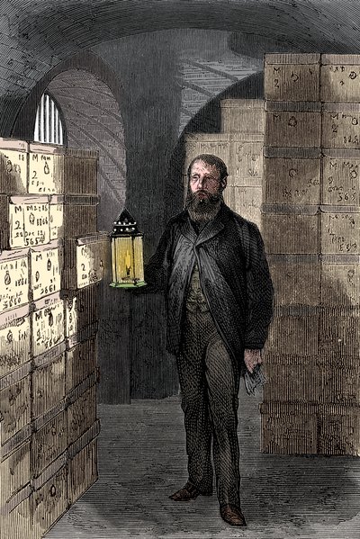 英格兰银行金库中的纸币商店，c1870 作者 不明