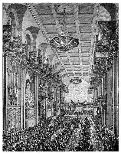 1837年11月，伦敦市市政厅，维多利亚女王大厅的宴会 作者 不明