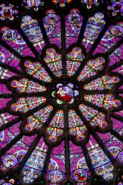 Basilica of St, Denis, North transept, Stained glass Window (a detail), Rose window above the middle gate, Saint-Denis, France 作者 不明