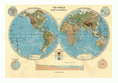大约1920年代的世界深水地形图 作者 不明