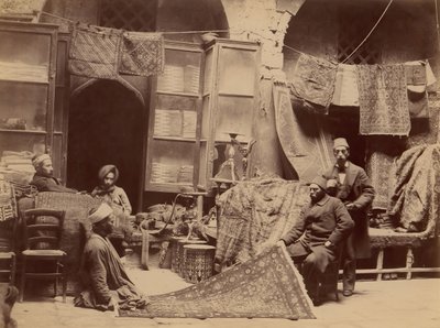 集市，地毯商人，1870年代。 作者 不明