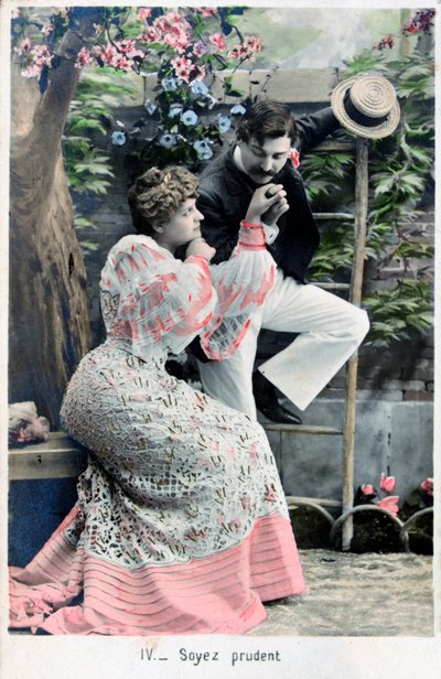 小心，老式的法国明信片，c1900 作者 不明