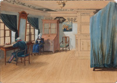 卧室内部。 Yegor Frantsevich Kankrin伯爵1774-1845在他的书桌上，1820年代 作者 不明