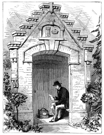 本杰明·迪斯雷利（Benjamin Disraeli）1804-1881年在19世纪的Hughenden Lodge的门廊中阅读信件 作者 不明