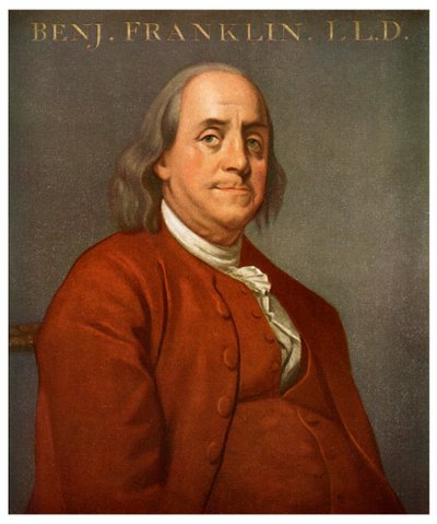 本杰明·富兰克林（Benjamin Franklin），美国科学家和政治家，1782年-1956年 作者 不明