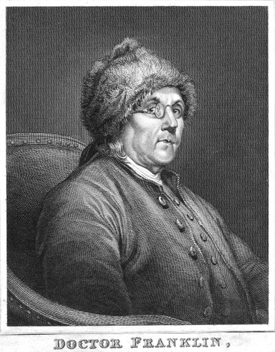 本杰明·富兰克林（Benjamin Franklin），美国科学家，发明家和政治家，十八世纪末 作者 不明