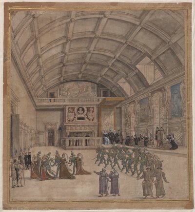 1549年8月庆祝活动期间的宾舍宫，1549年。 作者 不明