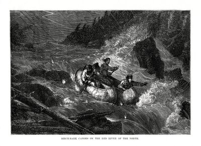美国北部红河上的白桦树皮独木舟，1877年 作者 不明