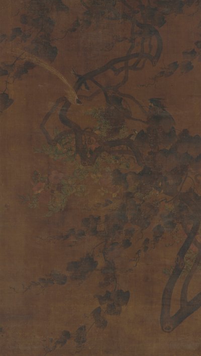 鸟、葡萄和花，明代，1368-1644。 作者 不明