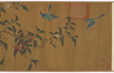 桃枝间的鸟，清代，18世纪。 作者 不明