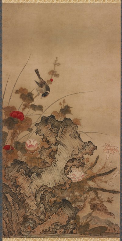 鸟和花，江户时期，18世纪。 作者 不明