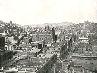 从编年史大厦的塔的俯视图，旧金山，美国，1895年。 作者 不明