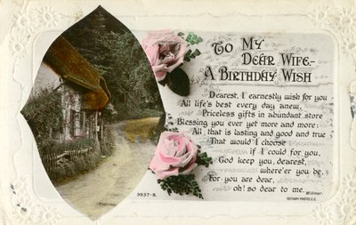丈夫给妻子的生日明信片，c1918 作者 不明
