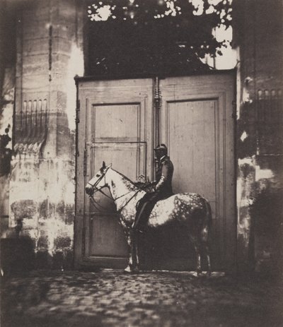 在门口前的黑骑士，c。 1855年。 作者 不明