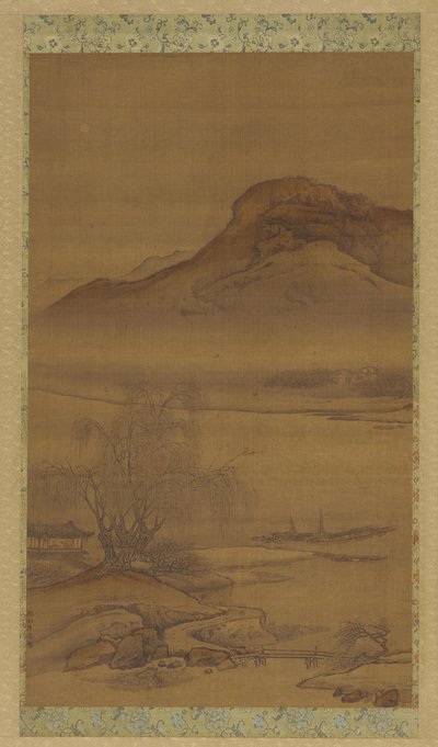 停泊在夜河上的船只，清朝，18世纪。 作者 不明