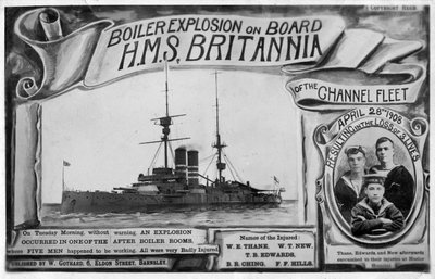 1908年4月28日，不列颠尼亚号HMS上发生锅炉爆炸 作者 不明