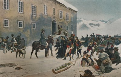 Bonaparte由圣伯纳德山的僧侣获得。阿尔卑斯山的通道，1896年1800年5月 作者 不明