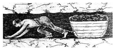 1848年，男孩推杆沿着狭窄的煤层拖着煤爬犁，南威尔士 作者 不明