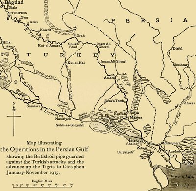 英国在中东的石油管道，第一次世界大战，1915年，c1920。 作者 不明
