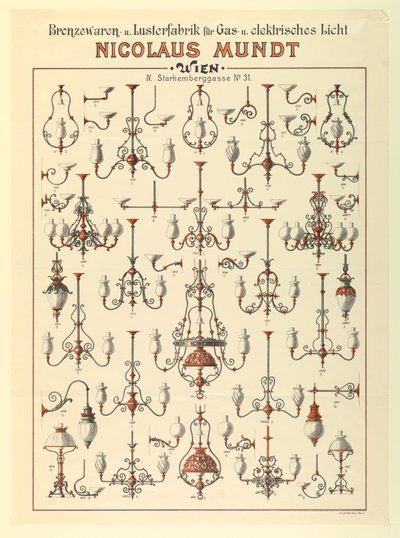宣传单，煤气照明装置的广告，约1895年 作者 不明