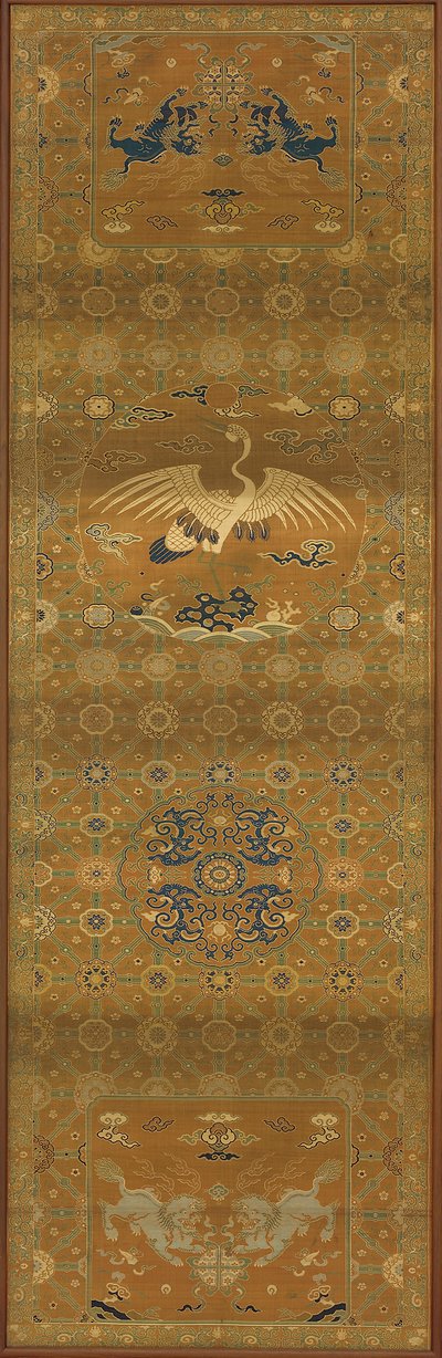 锦缎，丝绸。长方形面板，椅套，清代，18世纪。 作者 不明