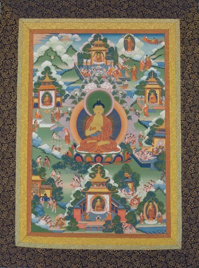 莲花座上的佛像，19世纪。 作者 不明