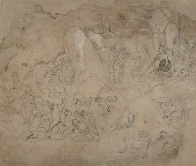 建造通往兰卡的桥梁，约1800年。 作者 不明