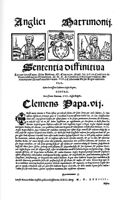 教皇克莱门特七世公牛。反对亨利八世离婚，1530年，1903年 作者 不明