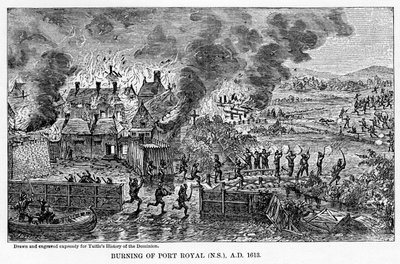 燃烧皇家新斯科舍省港口，公元1613年，1877年 作者 不明