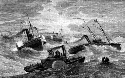 伯恩赛德（Burnsides）探险队穿越北卡罗来纳州哈特拉斯酒吧（Hatteras Bar），1861-1862年c1880 作者 不明