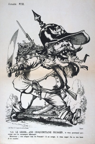 普鲁士威廉一世的漫画，法普战争，1870-1871年。 作者 不明
