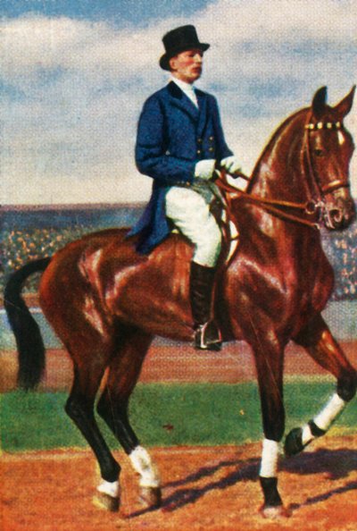 德国的卡尔·冯·朗根（Carl von Langen）骑着骑马的夜魔侠（Daredevil），1928年。 作者 不明