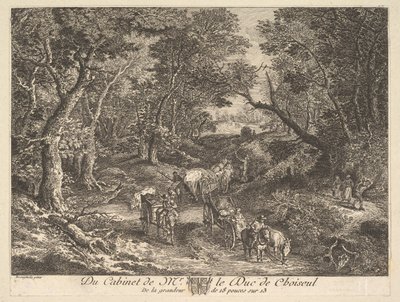 林间小道上的马车，根据舒瓦瑟尔公爵收藏的一幅画，1771年。 作者 不明