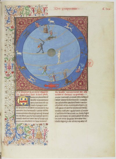 天球，行星和黄道带。选择了《 Livre desproprietésdes》的缩影c。 1480。 作者 不明