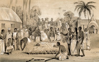 1847年，用已故丈夫的遗体焚烧印度寡妇的仪式 作者 不明