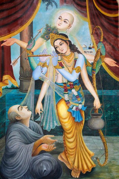 Chaityana Mahaprahbu，15世纪Vaishnava圣人和社会改革家--Vaishnava的意思是崇敬Vishnu或Krishna（吹笛子的Krishna是Vishnu的化身之一）Vrindavan Inde 作者 不明