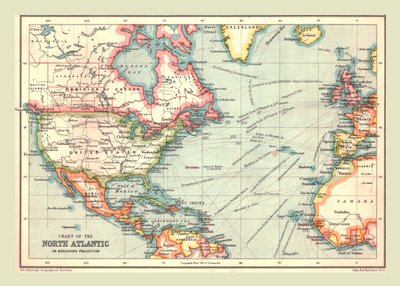北大西洋海图，1902年。 作者 不明
