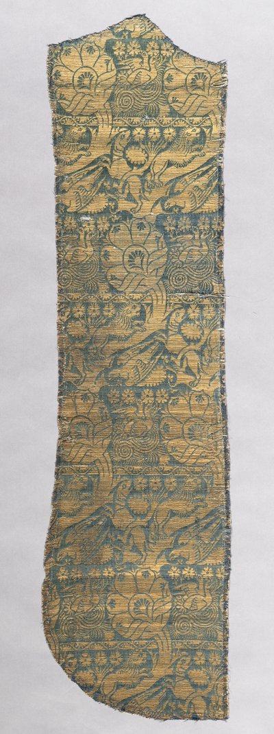 具有现实动物的Chasuble片段c。 1420。 作者 不明