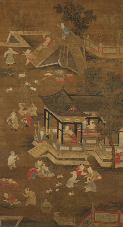 13至15世纪晚期，孩子们在宫殿花园里玩耍。 作者 不明