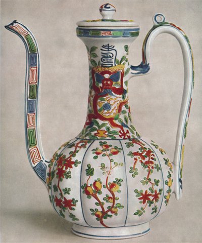 五色装饰的中国瓷器。 1928年（1573-1619年），万历时期 作者 不明