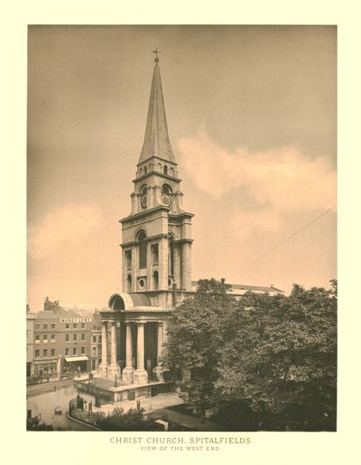 基督教堂，Spitalfields，西端景观，十九世纪中叶。 作者 不明