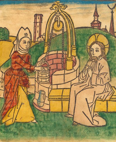 基督和撒玛利亚的女人，可能是1485年。 作者 不明