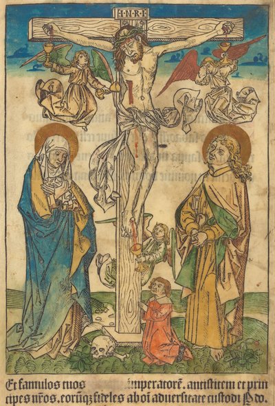 十字架上的基督与天使，约1490年。 作者 不明