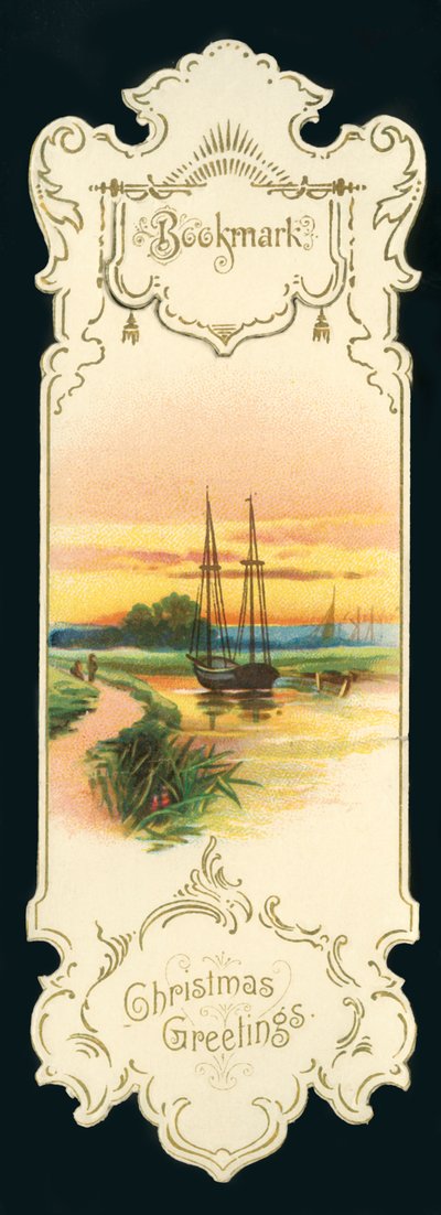 圣诞祝福-书签，c1900。 作者 不明