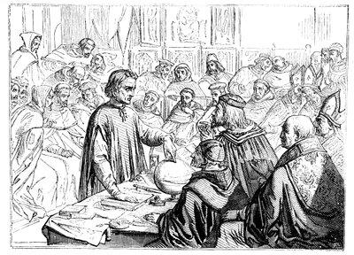 克里斯托弗·哥伦布（Christopher Columbus），1487年在西班牙萨拉曼卡举行的理事会会议上 作者 不明